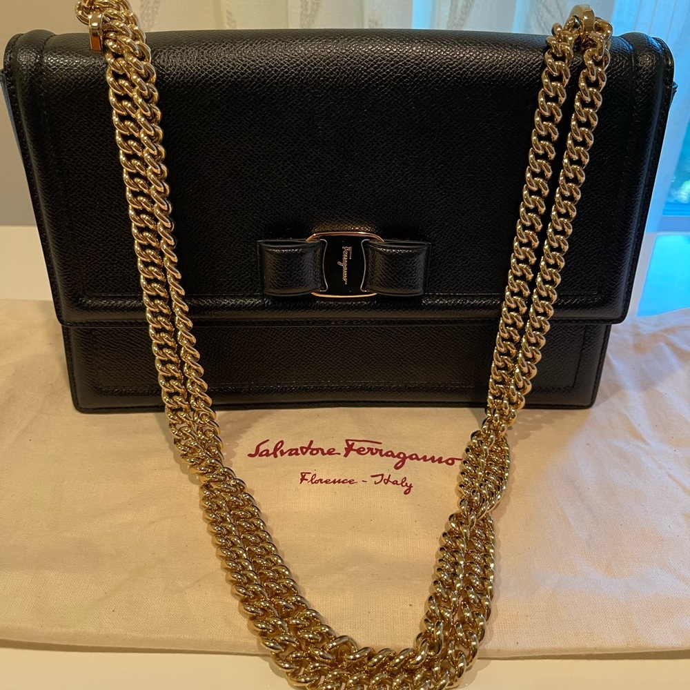 Salvatore Ferragamo Ginny Black leather bag NWT